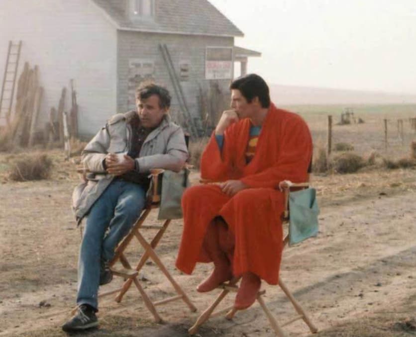 christopher reeve on set